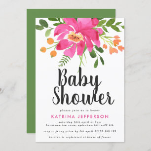 Watercolor Tropics Baby Shower Invitation