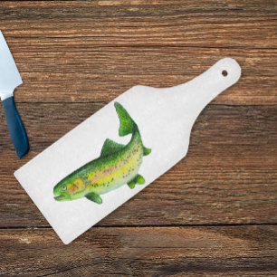 Watercolor Trout Paddle Cutting Board