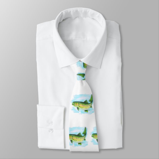 Watercolor Trout Tie (Tied)