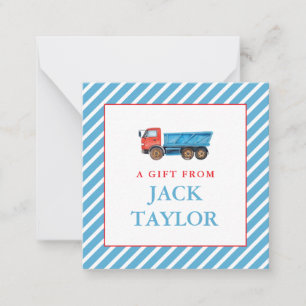 Watercolor Truck Boys Personalised Gift Enclosure Card