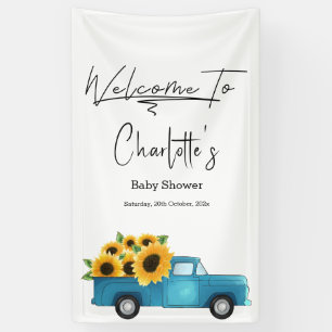 Watercolor Truck with Sunflower Baby Shower Banner