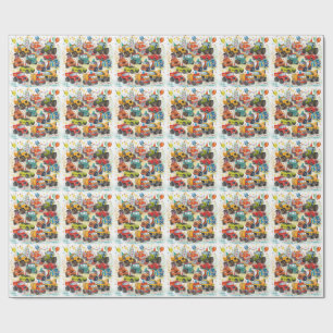 Watercolor Trucks Wrapping Paper Construction