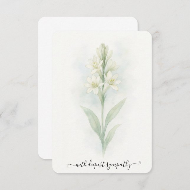 Watercolor Tuberose Sympathy Card  (Front/Back)