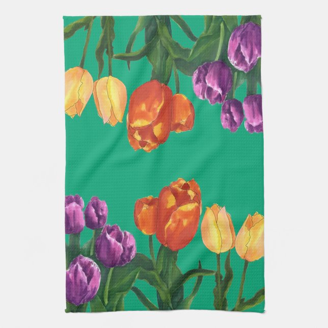 Watercolor Tulip Fields Kitchen Towels (Vertical)