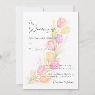 Watercolor Tulip Floral Wedding Invitation