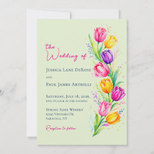 Watercolor Tulip Floral Wedding Invitation