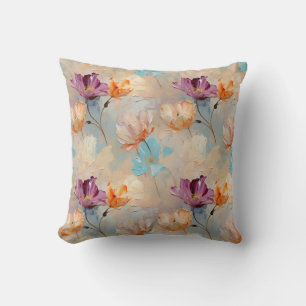 Watercolor Tulip Flowers Colourful Pattern Cushion