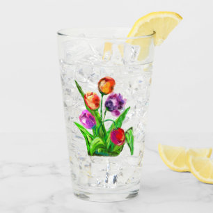 Watercolor Tulip Glass