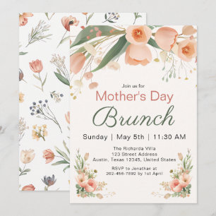  Watercolor Tulip Mother's Day Brunch Invitation