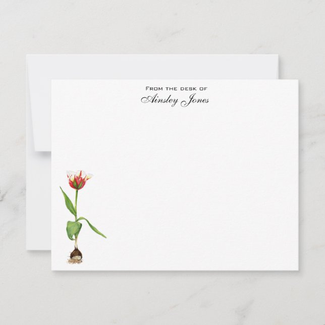 Watercolor Tulip Personalised Flat Thank You Card (Front)