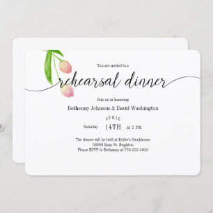 Watercolor Tulip Rehearsal Dinner Invitation