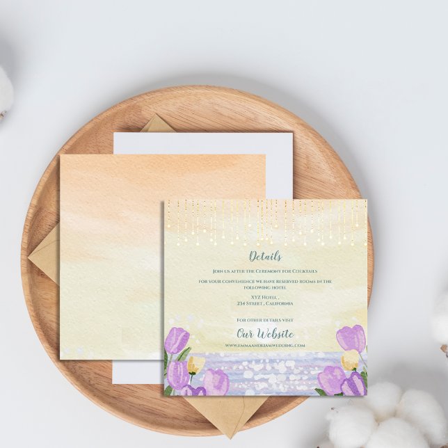 Watercolor Tulip Seaside Pastel Floral Wedding Enclosure Card (Watercolor Tulip Seaside Pastel Floral Wedding Enclosure Card)
