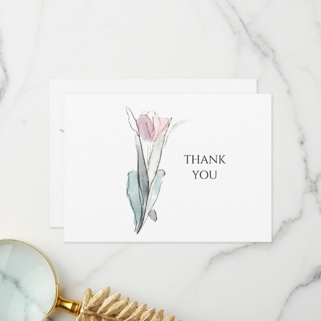 Watercolor Tulip Simple Funeral Thank You (Front/Back In Situ)