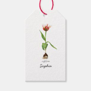 Watercolor Tulip Spring flower  Happy Birthday  Gift Tags