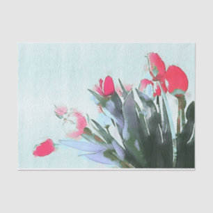 Watercolor Tulips Bouquet Spring Illustration Tissue Paper