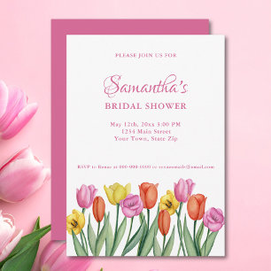 Watercolor Tulips Bridal Shower Invitation