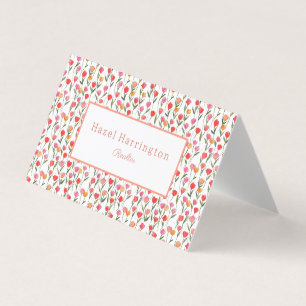 Watercolor Tulips Business Card Personalised 