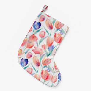Watercolor Tulips Pattern Christmas Stocking