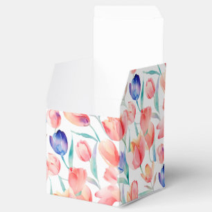 Watercolor Tulips Pattern Favour Box