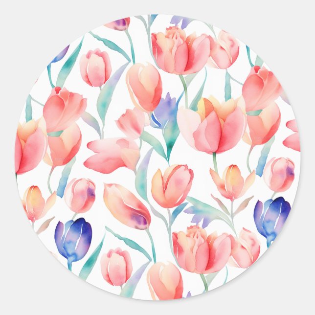 Watercolor Tulips Pattern Stickers (Front)