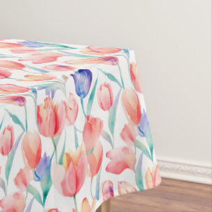 Watercolor Tulips Pattern Tablecloth