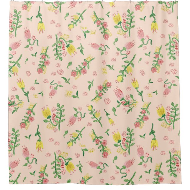 Watercolor Tulips Shower Curtain (Front)