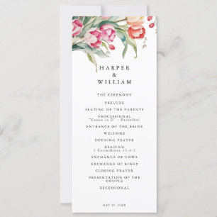 Watercolor tulips spring wedding program invitation