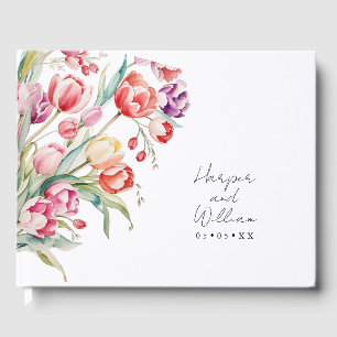 watercolor tulips wedding guest book