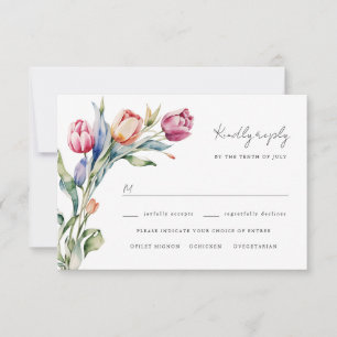 Watercolor tulips wedding rsvp card