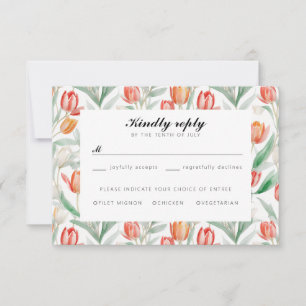 Watercolor tulips wedding rsvp card