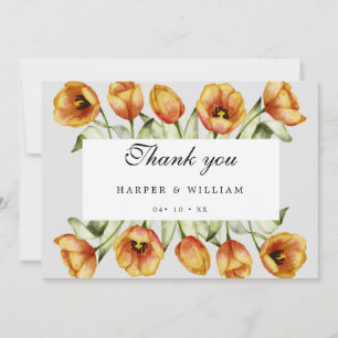 Watercolor tulips wedding thank you card