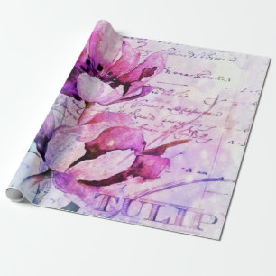 Watercolor tulips wrapping paper