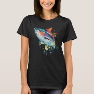 Watercolor Tuna Fish Colorful Saltwater Fishing T-Shirt