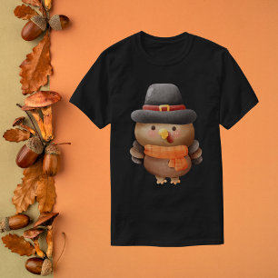 Watercolor Turkey in Pilgrim Hat T-Shirt