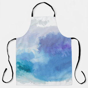 Watercolor turquoise blue violet apron