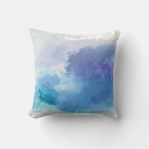 Watercolor turquoise blue violet cushion