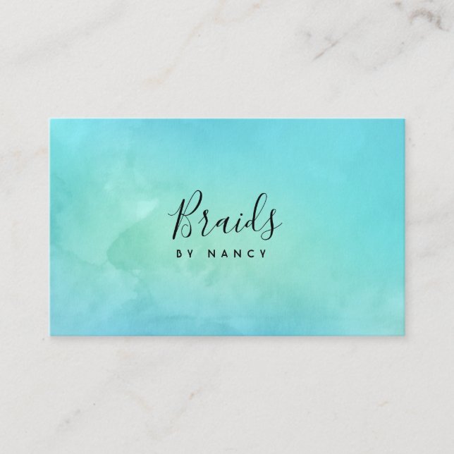 Watercolor Turquoise Business Card (Front)