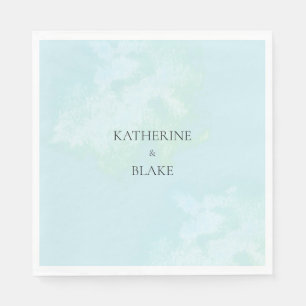 Watercolor Turquoise Modern Custom Wedding Napkin