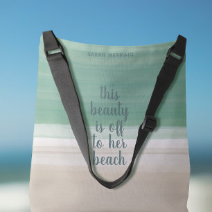 Watercolor Turquoise Ocean Beach Crossbody Bag