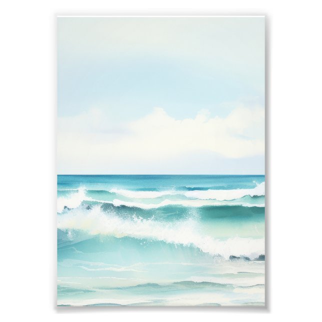 Watercolor Turquoise Ocean Wall Art (Front)