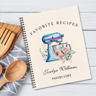Watercolor Turquoise Stand Mixer Recipe Notebook
