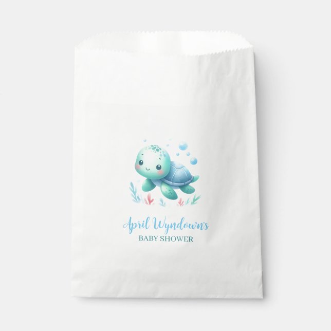 Watercolor turtle baby shower  favour bags (Front)