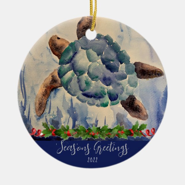 Watercolor Turtle Ornament (Front)