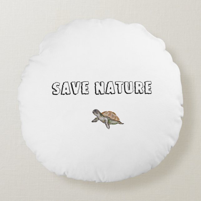 Watercolor Turtle Round Cushion (Front)