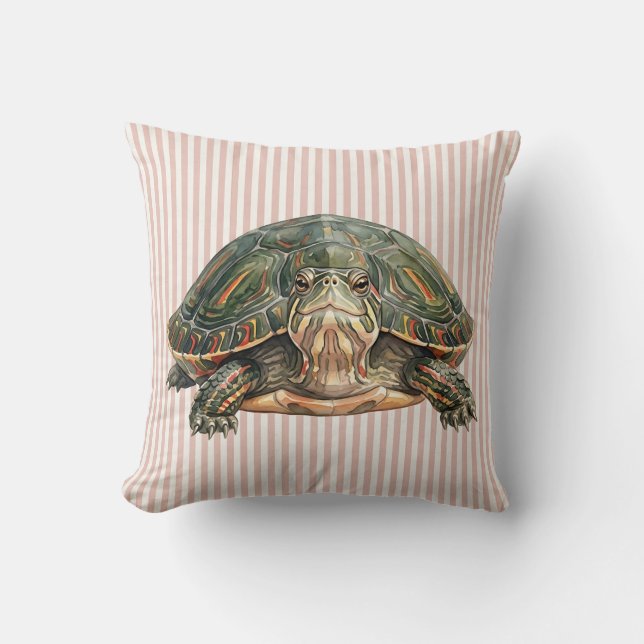 Watercolor Turtle Throw Pillow (Front)