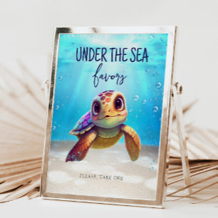 Watercolor Turtle Under the Sea Birthday Signs