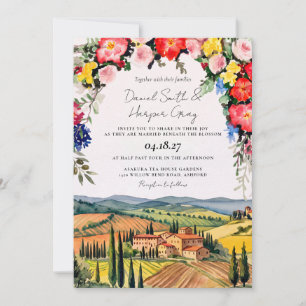 Watercolor Tuscany Italy Destination Wedding Invitation