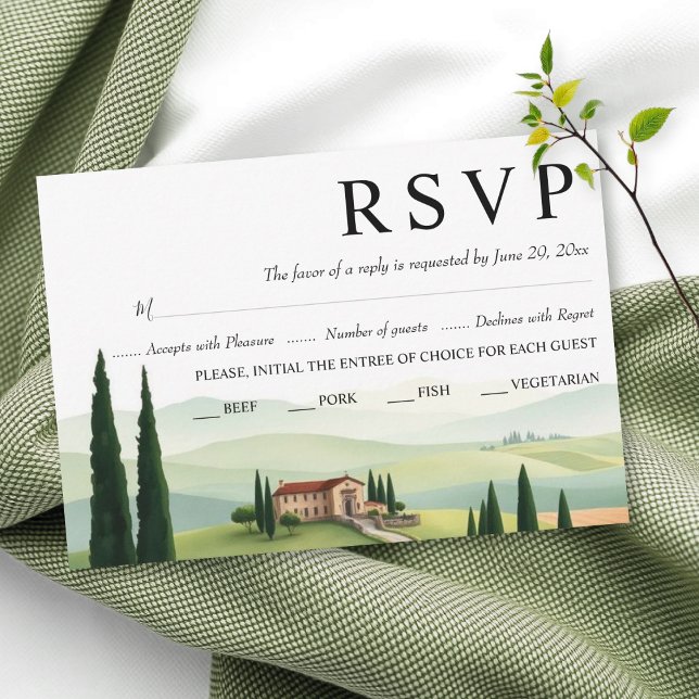 Watercolor Tuscany Italy scenery wedding RSVP Card (Creator Uploaded)