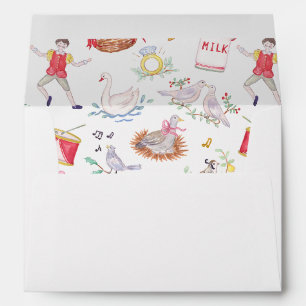 Watercolor Twelve Days of Christmas Personalised Envelope