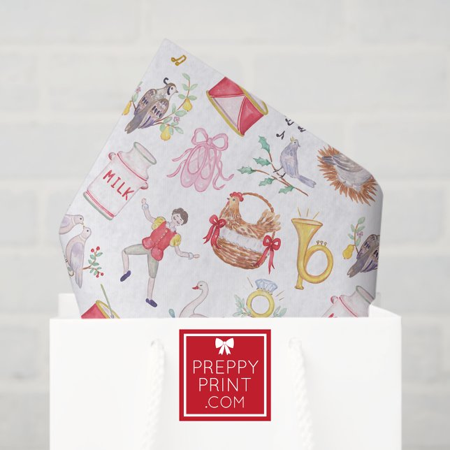 Watercolor Twelve Days of Christmas Tissue Paper (Creator Uploaded)